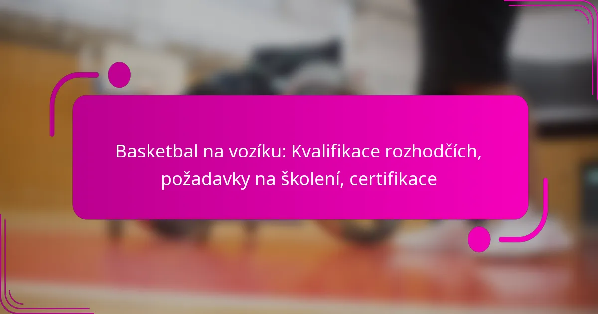 Basketbal na vozíku: Kvalifikace rozhodčích, požadavky na školení, certifikace