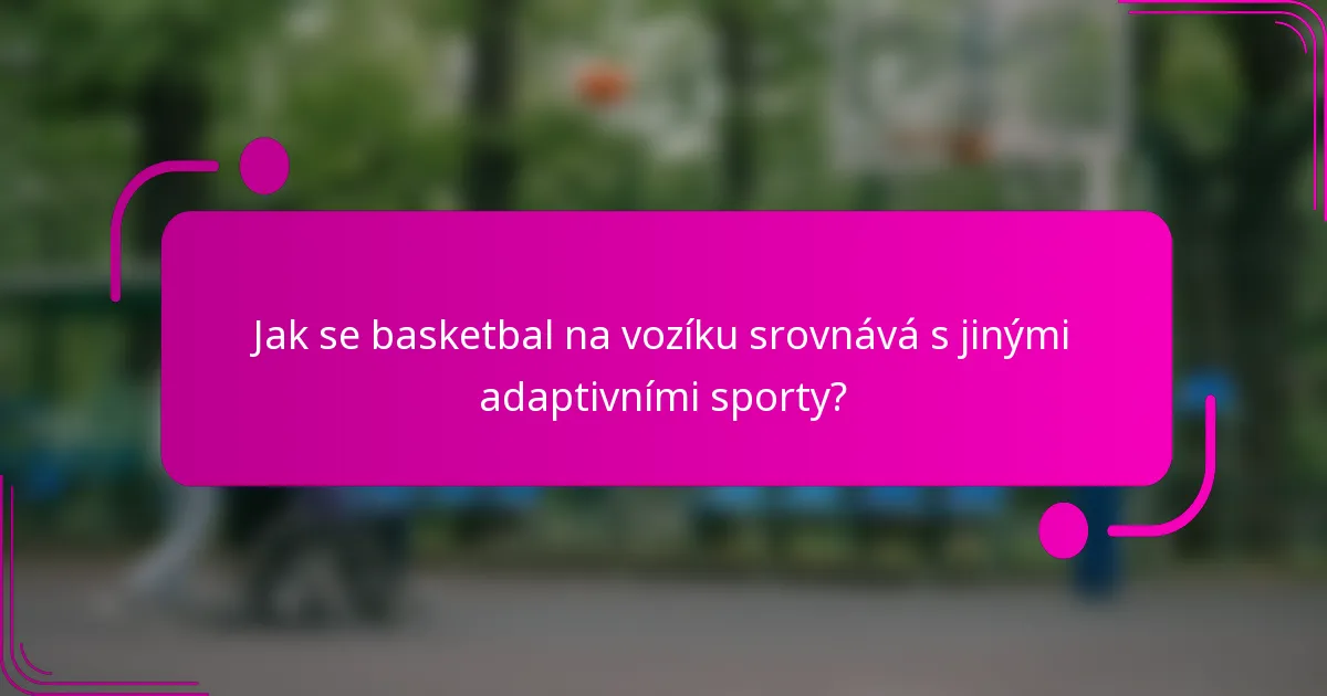 Jak se basketbal na vozíku srovnává s jinými adaptivními sporty?