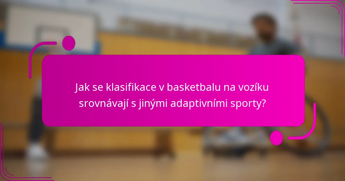 Jak se klasifikace v basketbalu na vozíku srovnávají s jinými adaptivními sporty?