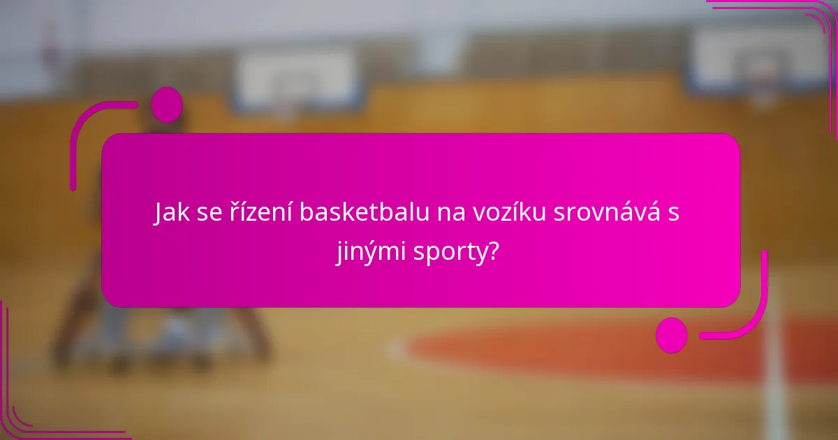 Jak se řízení basketbalu na vozíku srovnává s jinými sporty?