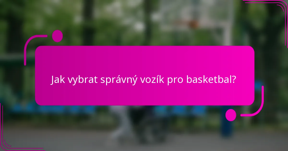 Jak vybrat správný vozík pro basketbal?
