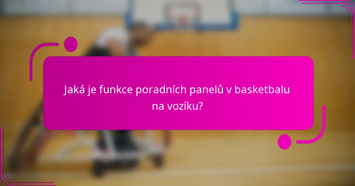 Jaká je funkce poradních panelů v basketbalu na vozíku?