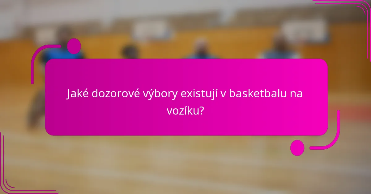 Jaké dozorové výbory existují v basketbalu na vozíku?
