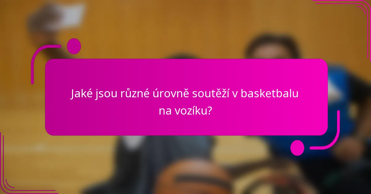 Jaké jsou různé úrovně soutěží v basketbalu na vozíku?