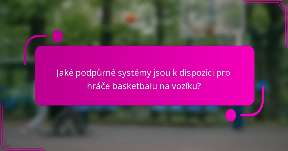Jaké podpůrné systémy jsou k dispozici pro hráče basketbalu na vozíku?