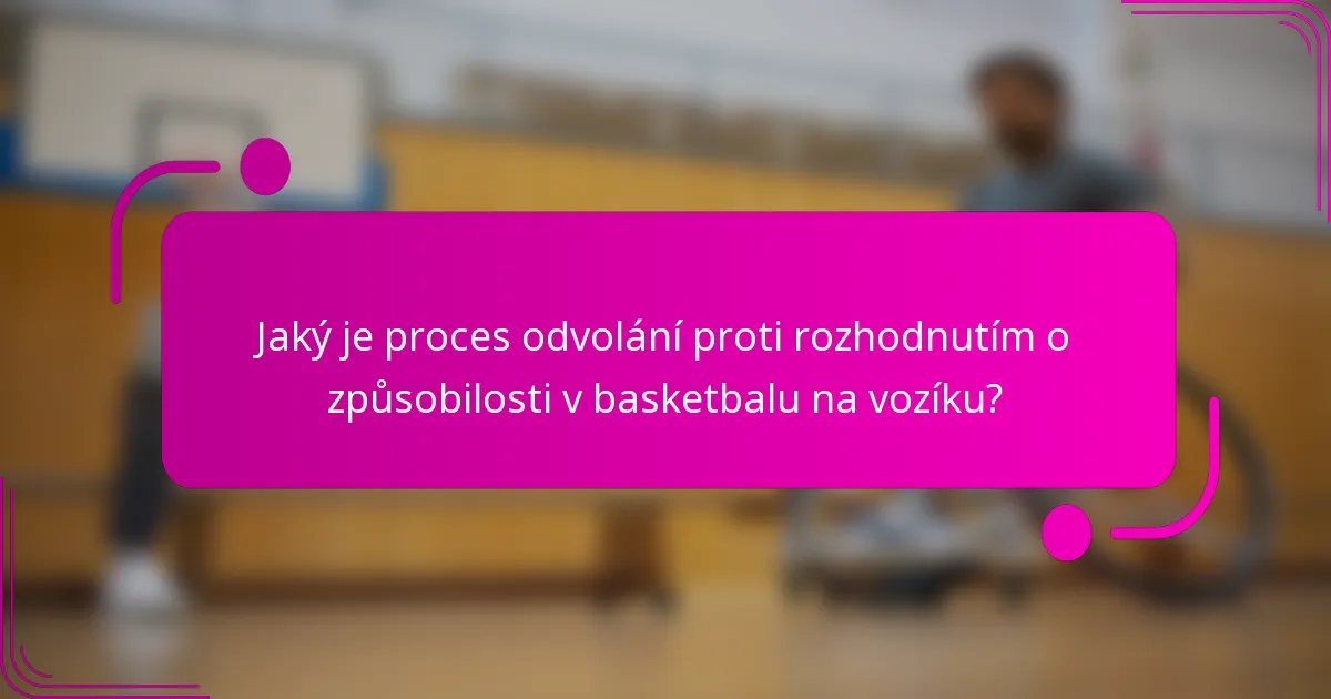 Jaký je proces odvolání proti rozhodnutím o způsobilosti v basketbalu na vozíku?